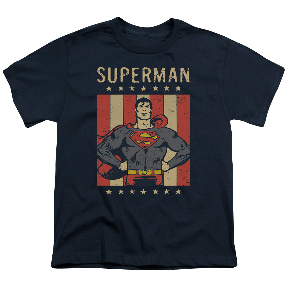 DC Comics Retro Liberty Kids Youth T Shirt Navy Blue