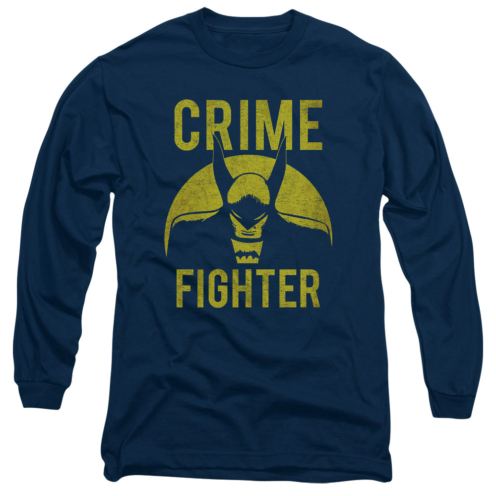 DC Comics Fight Crime Mens Long Sleeve Shirt Navy Blue