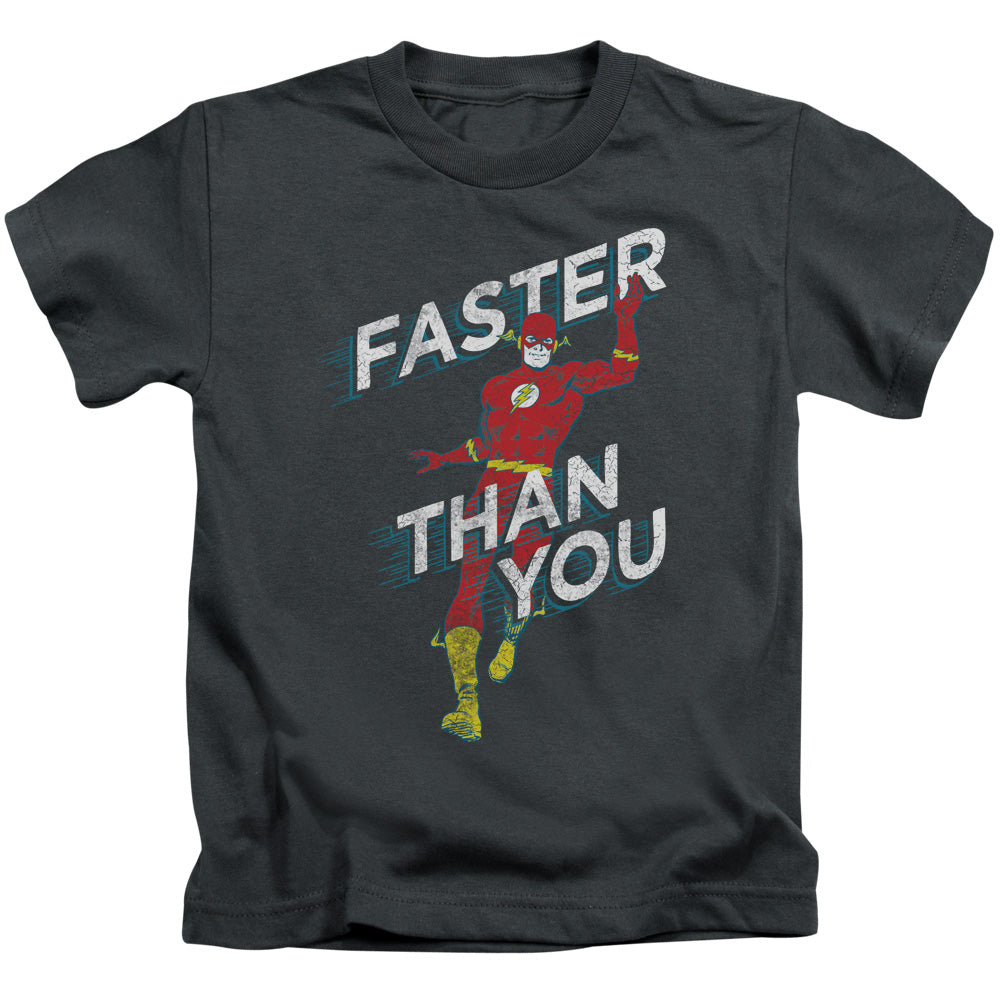 DC Comics Flash Faster Than You Juvenile Kids Youth T Shirt Charcoal