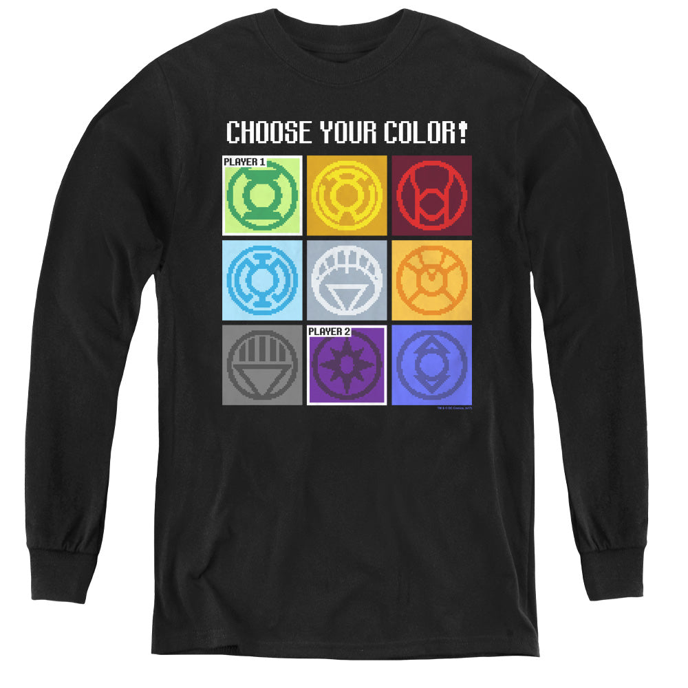 DC Comics Choose Your Color Long Sleeve Kids Youth T Shirt Black