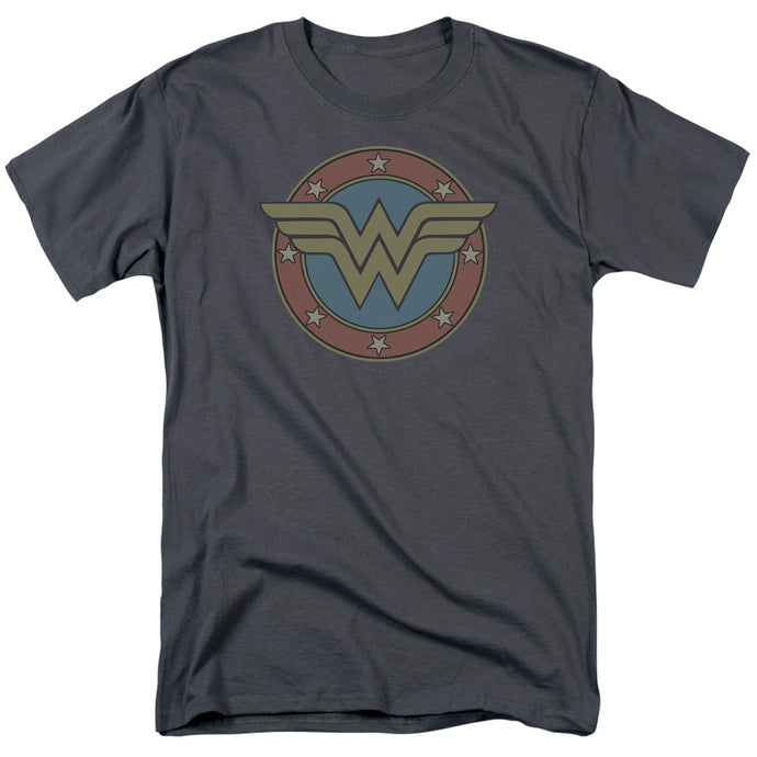 DC Comics Wonder Woman Vintage Emblem Mens T Shirt Charcoal