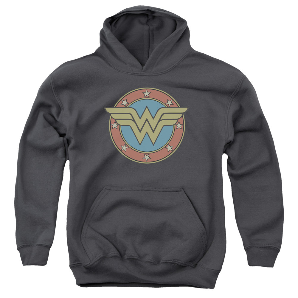 DC Comics Ww Vintage Emblem Kids Youth Hoodie Charcoal