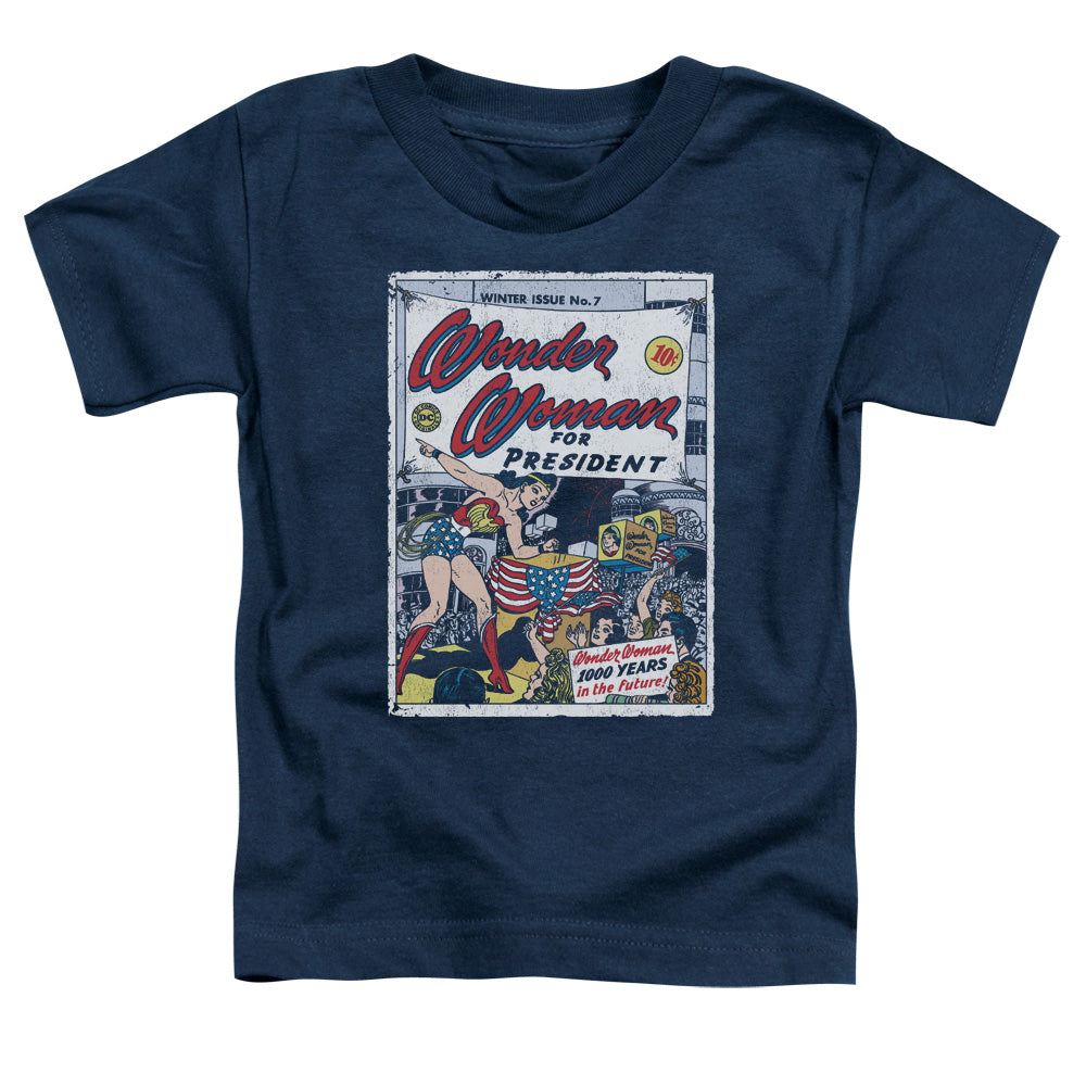 DC Comics Ww for President Toddler Kids Youth T Shirt Navy Blue