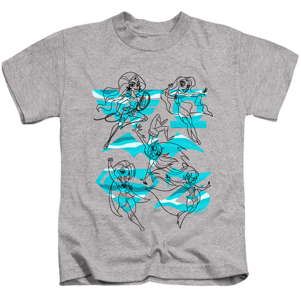 Dc Superhero Girls Line Art Group Juvenile Kids Youth T Shirt Athletic Heather