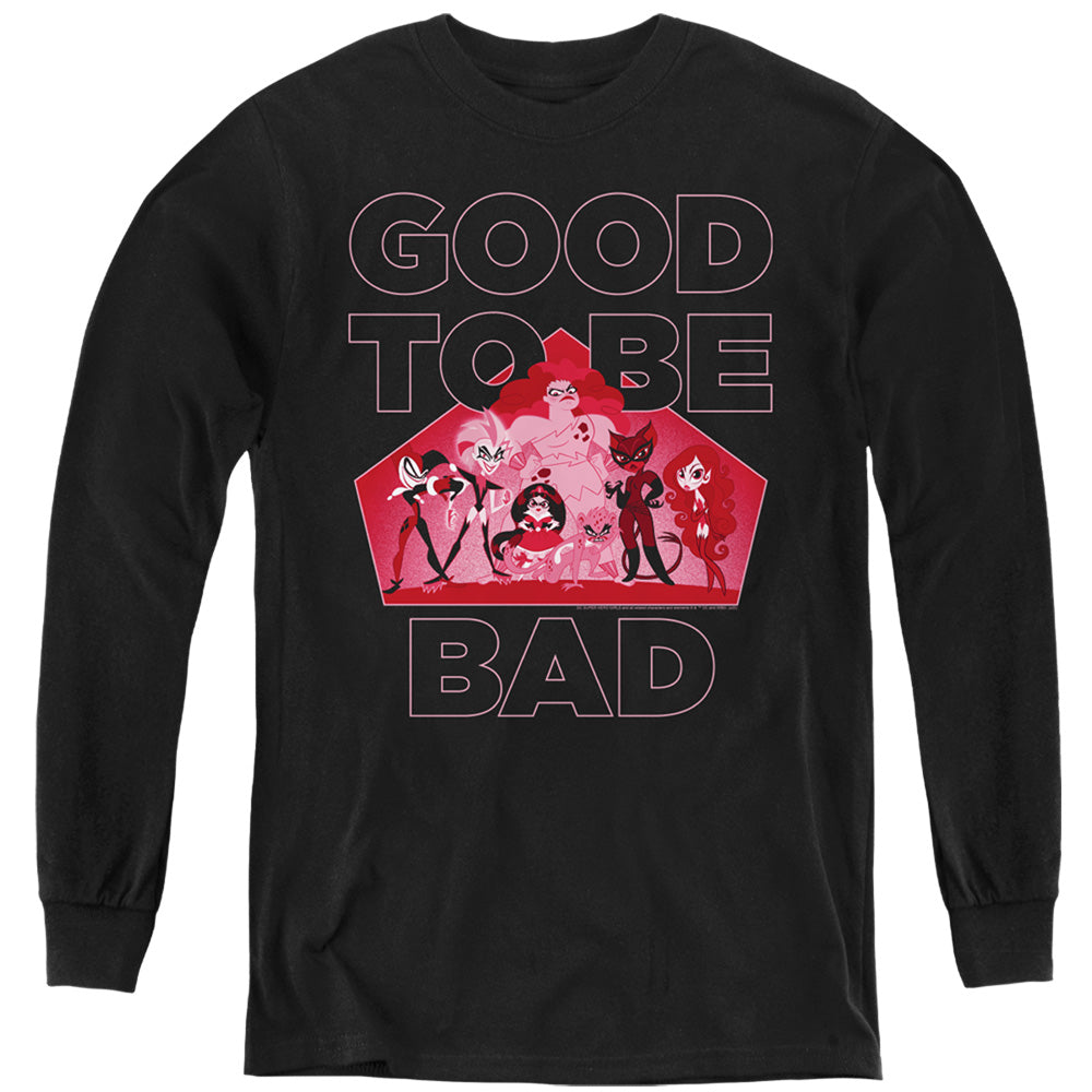Dc Superhero Girls Good to Be Bad Long Sleeve Kids Youth T Shirt Black