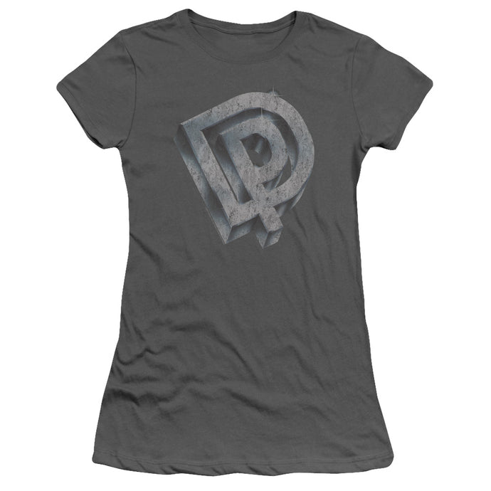 Deep Purple DP Logo Junior Sheer Cap Sleeve Womens T Shirt Charcoal