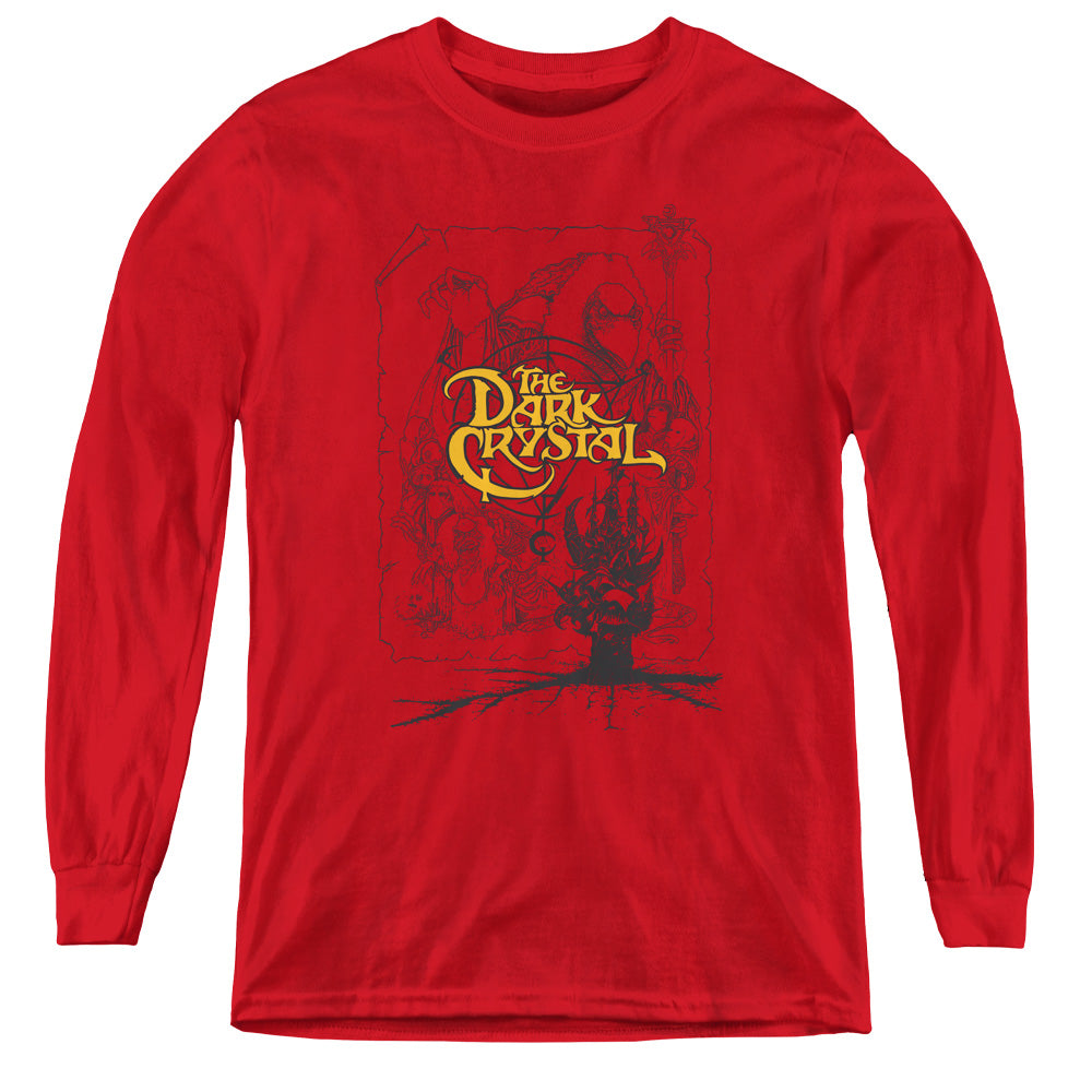 Dark Crystal Poster Lines Long Sleeve Kids Youth T Shirt Red Officially Licensed