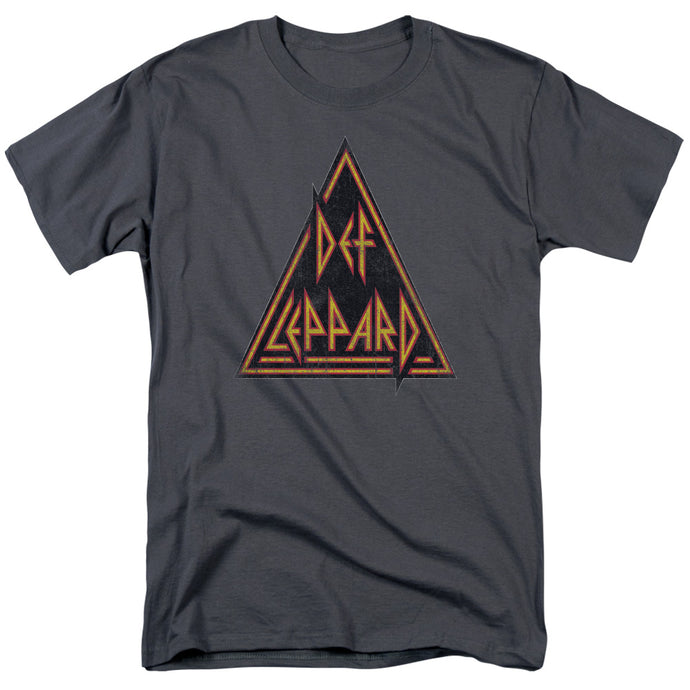 Def Leppard Distressed Logo Mens T Shirt Charcoal