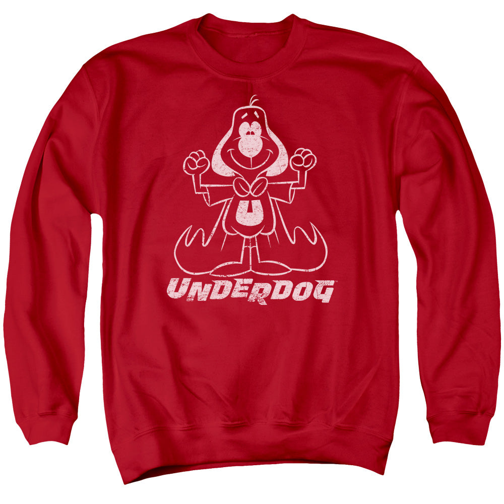 Underdog Outline Under Mens Crewneck Sweatshirt Red