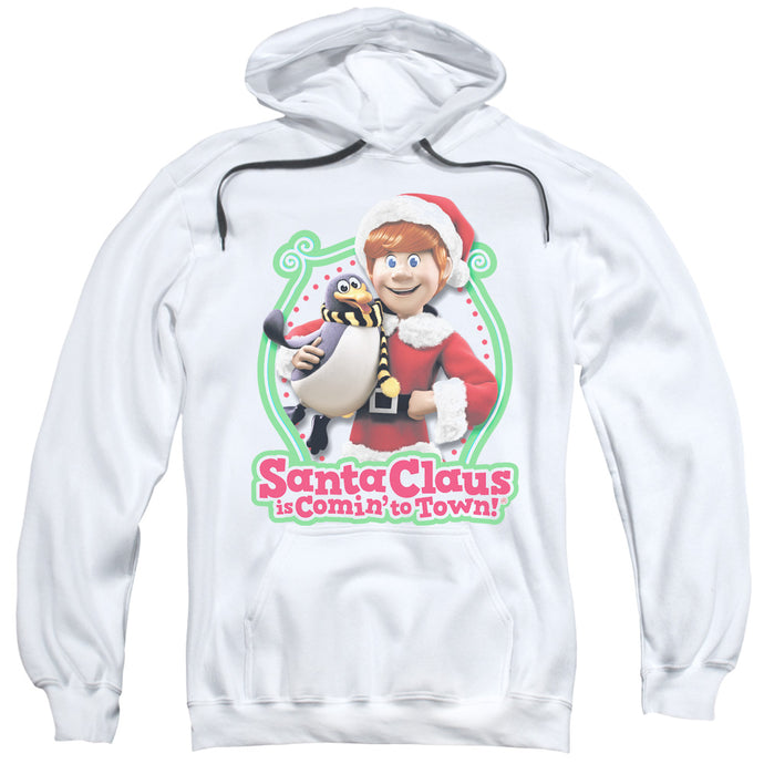 Santa Claus is Comin to Town Penguin Mens Hoodie White