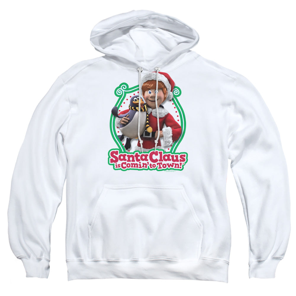 Santa Claus Is Comin To Town Penguin Mens Hoodie White