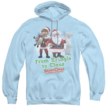 Load image into Gallery viewer, Santa Claus is Comin to Town Kringle to Claus Mens Hoodie Light Blue