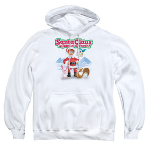 Santa Claus Is Comin To Town Animal Friends Mens Hoodie White