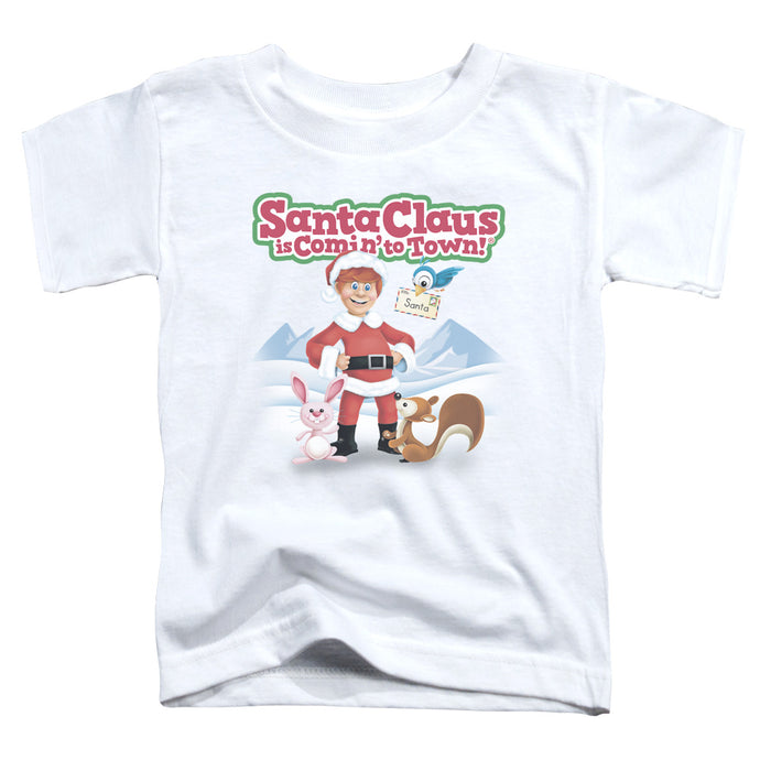 Santa Claus is Comin to Town Animal Friends Toddler Kids Youth T Shirt White
