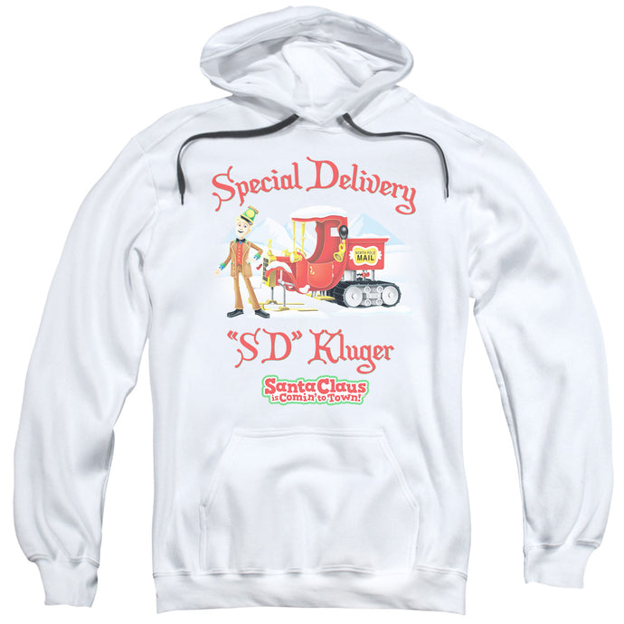 Santa Claus is Comin to Town Kluger Mens Hoodie White