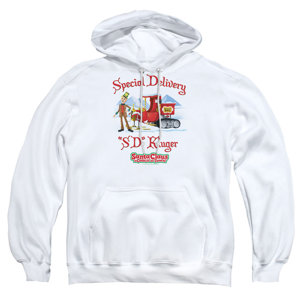 Santa Claus Is Comin To Town Kluger Mens Hoodie White Officially Licensed