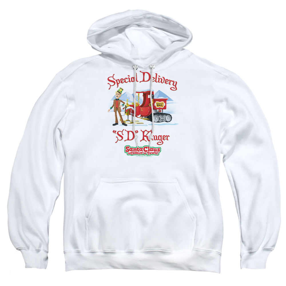 Santa Claus Is Comin To Town Kluger Mens Hoodie White