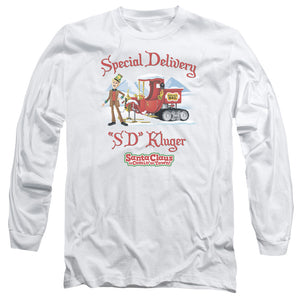 Santa Claus is Comin to Town Kluger Mens Long Sleeve Shirt White