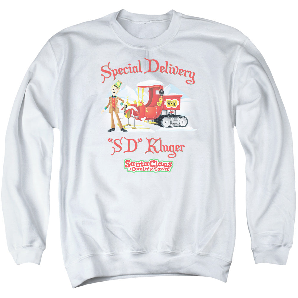 Santa Claus is Comin to Town Kluger Mens Crewneck Sweatshirt White
