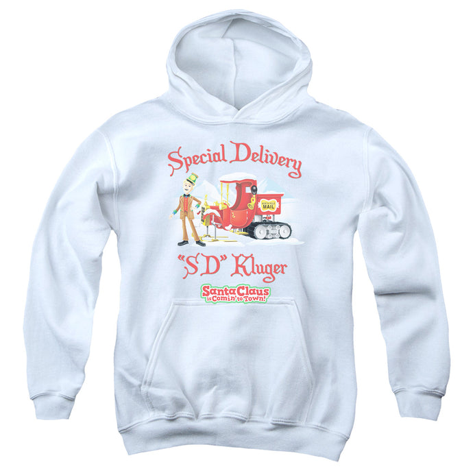 Santa Claus is Comin to Town Kluger Kids Youth Hoodie White