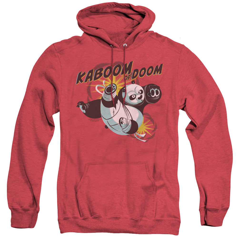 Kung Fu Panda Kaboom Of Doom Mens Heather Hoodie Red Officially Licensed