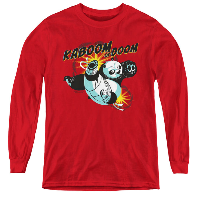 Kung Fu Panda Kaboom of Doom Long Sleeve Kids Youth T Shirt Red