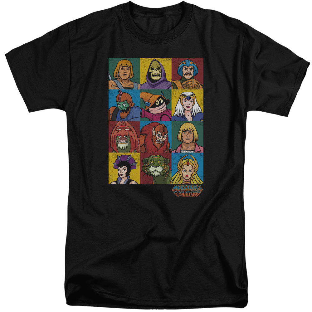 Masters of the Universe Character Heads Mens Tall T Shirt Black