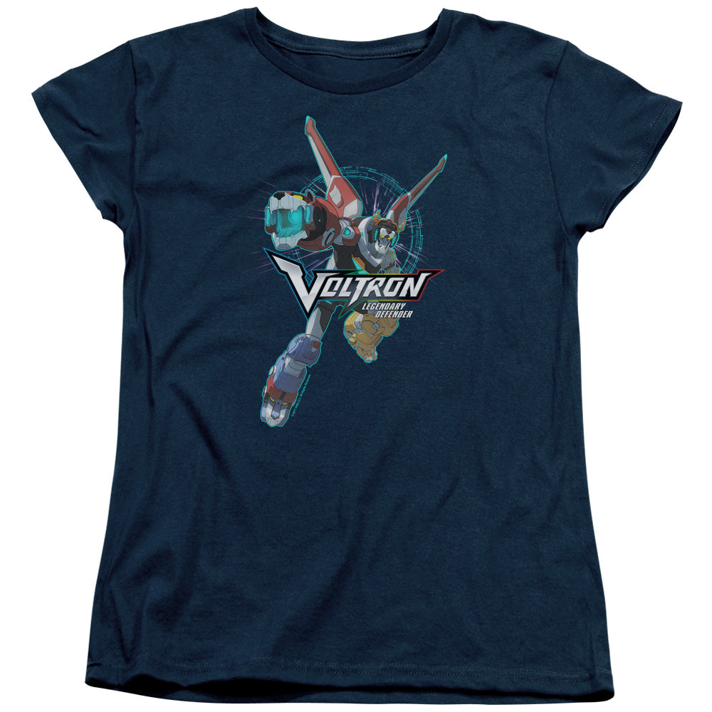Voltron Defender Pose Womens T Shirt Navy Blue