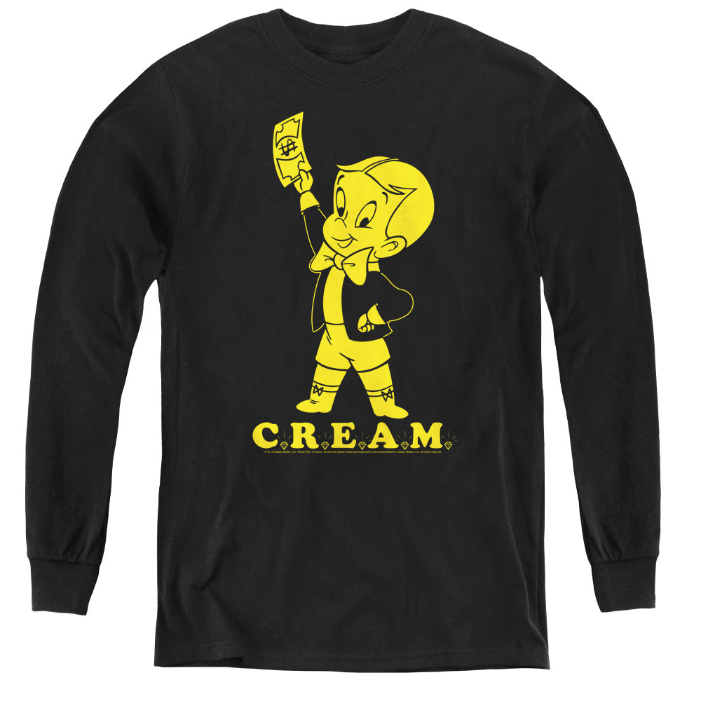 Richie Rich Cream Long Sleeve Kids Youth T Shirt Black