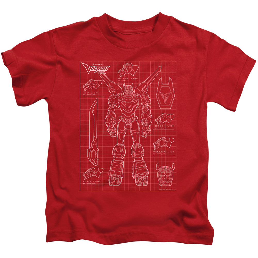 Voltron Voltron Schematic Juvenile Kids Youth T Shirt Red