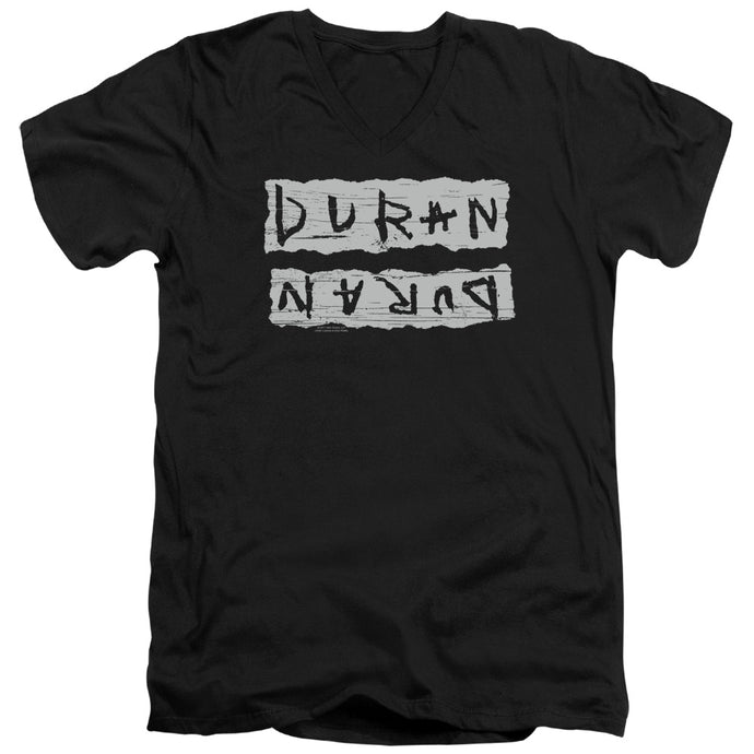 Duran Duran Print Error Mens Slim Fit V-Neck T Shirt Black