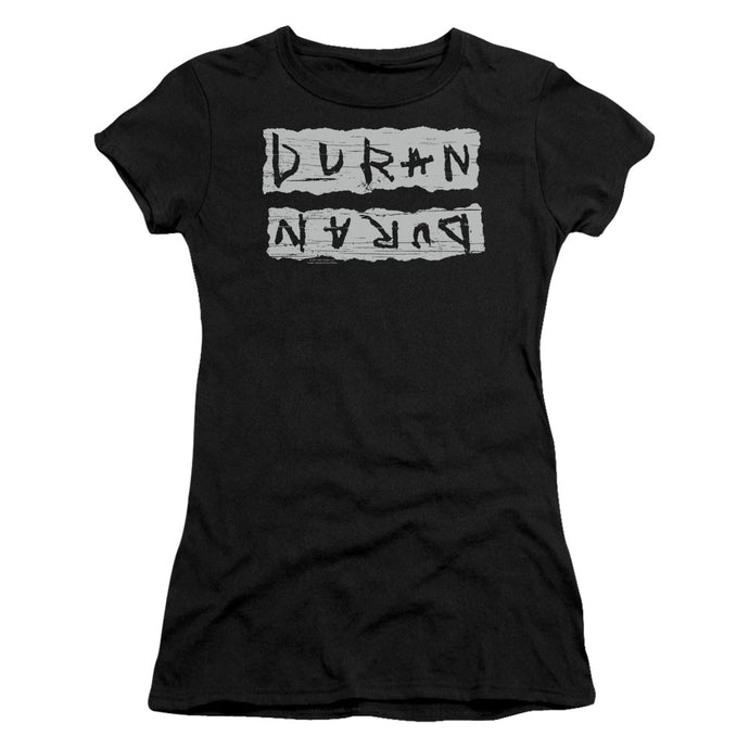 Duran Duran Print Error Junior Sheer Cap Sleeve Womens T Shirt Black