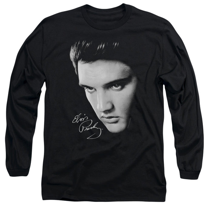 Elvis Presley Face Mens Long Sleeve Shirt Black