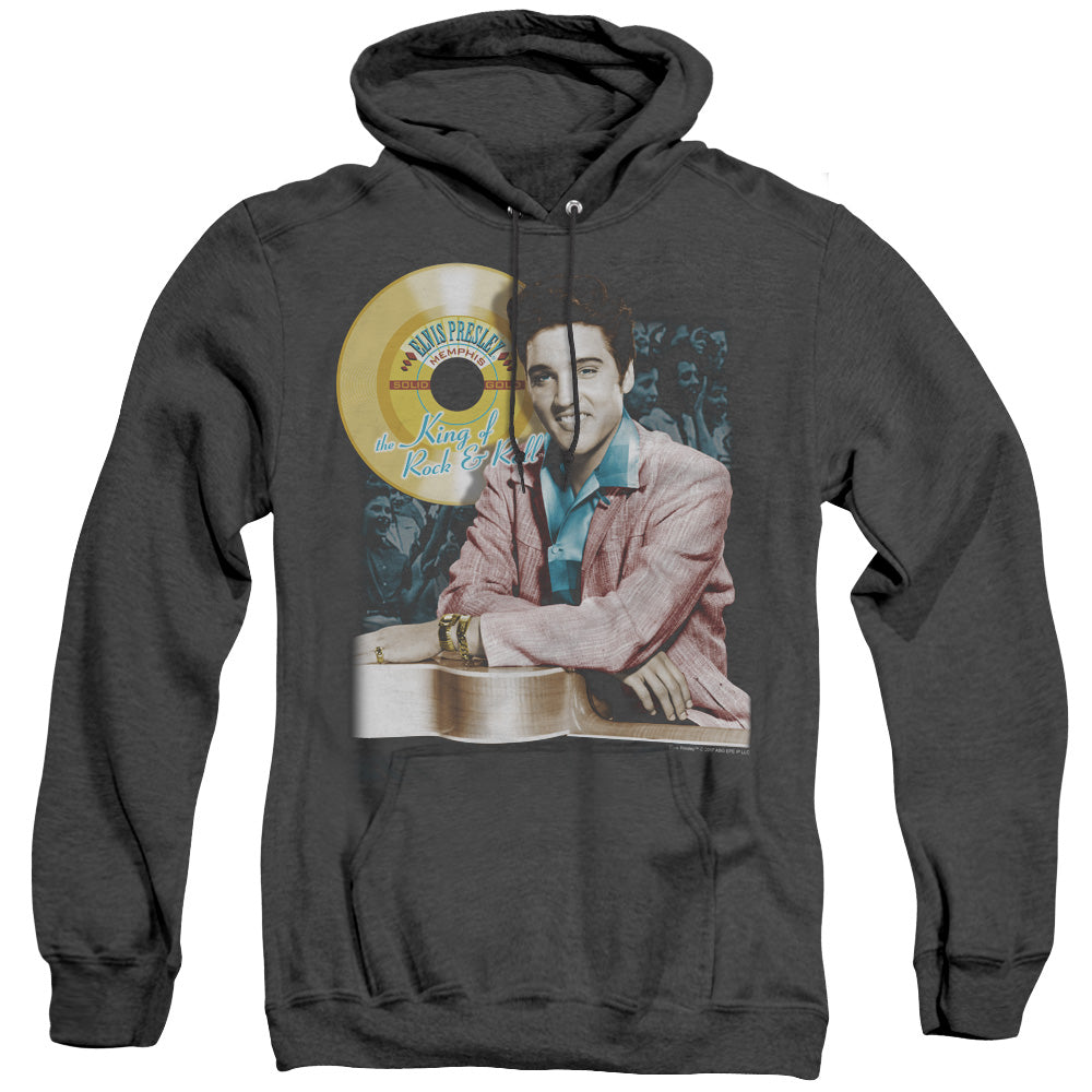 Elvis Presley Gold Record Mens Heather Hoodie Black Officially Licensed