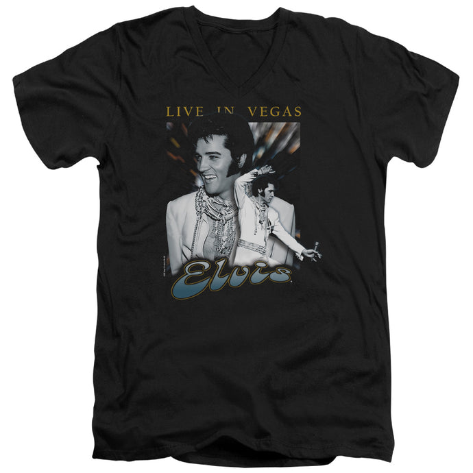 Elvis Presley Live in Vegas Mens Slim Fit V-Neck T Shirt Black