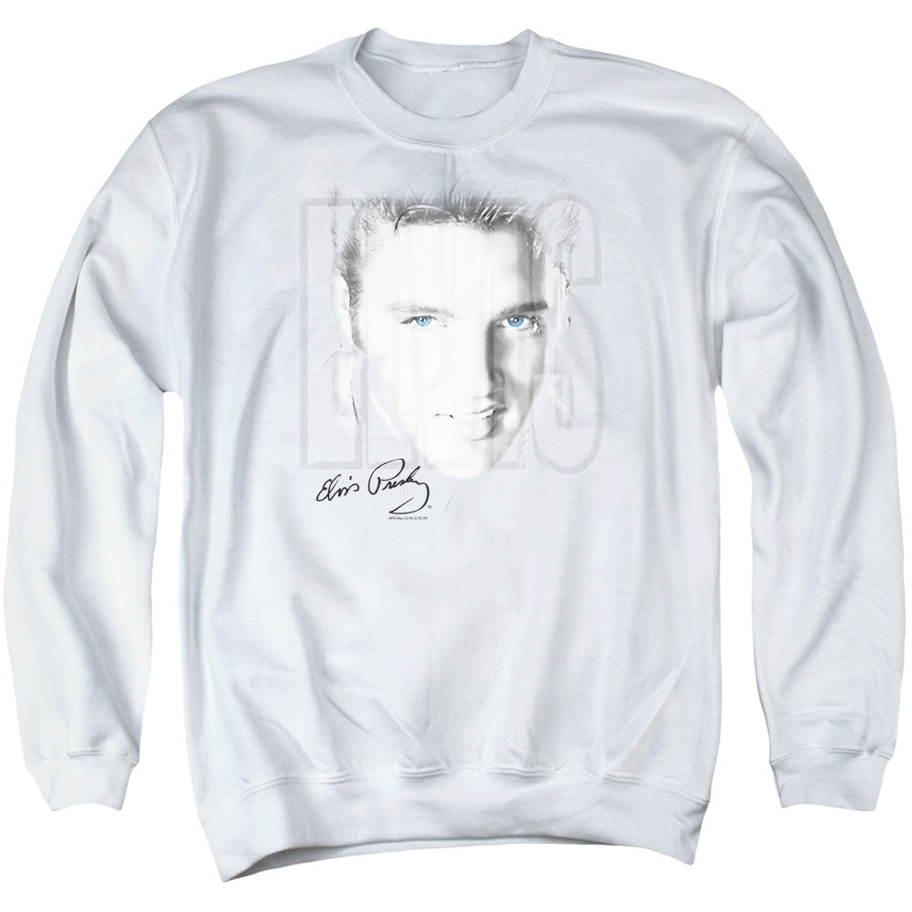 Elvis Presley Blue Eyes Mens Crewneck Sweatshirt White