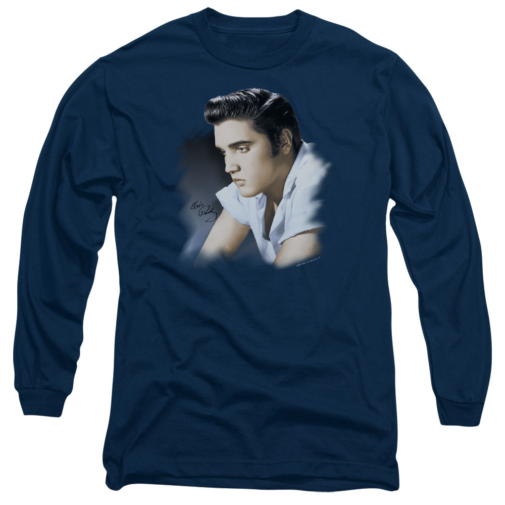 Elvis Presley Blue Profile Mens Long Sleeve Shirt Navy Blue