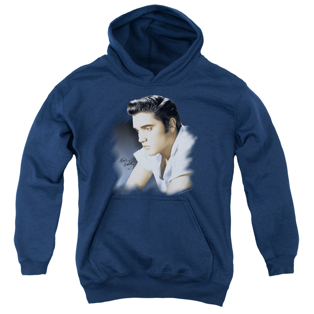 Elvis Presley Blue Profile Kids Youth Hoodie Navy Blue