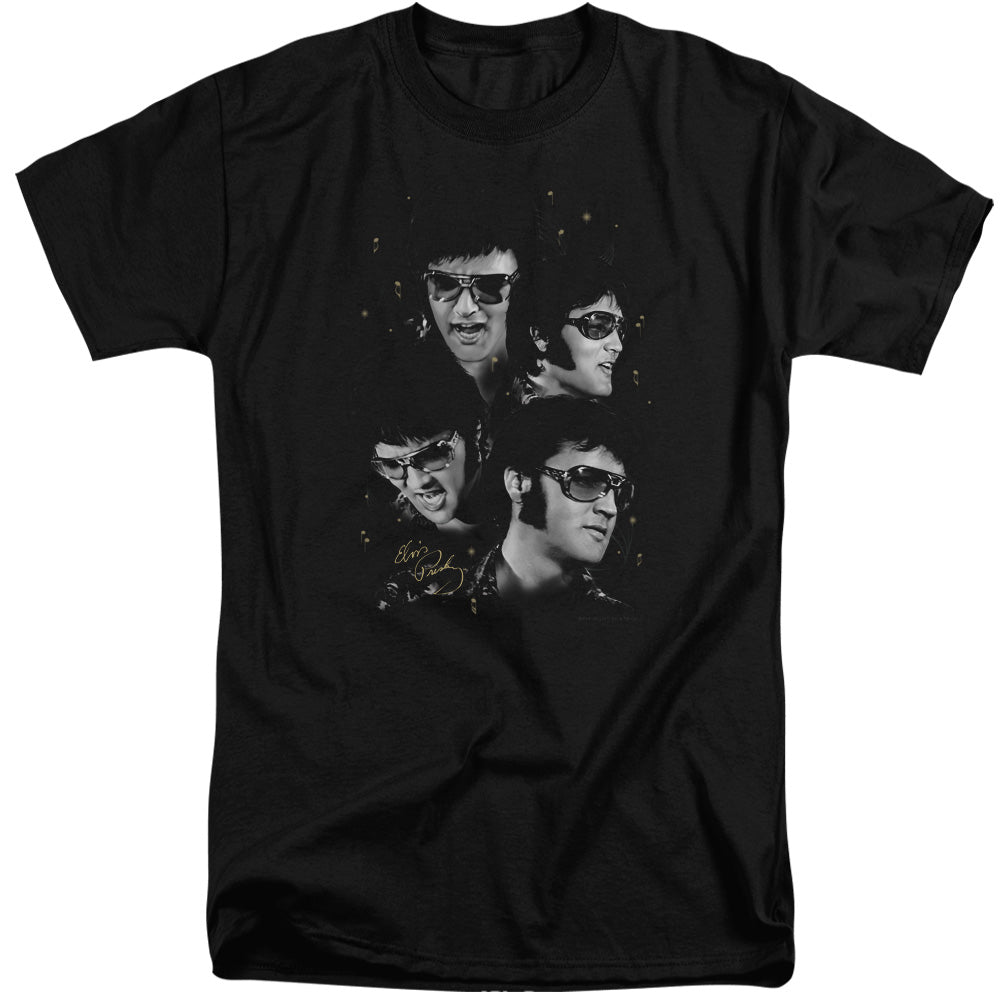 Elvis Presley Faces Mens Tall T Shirt Black