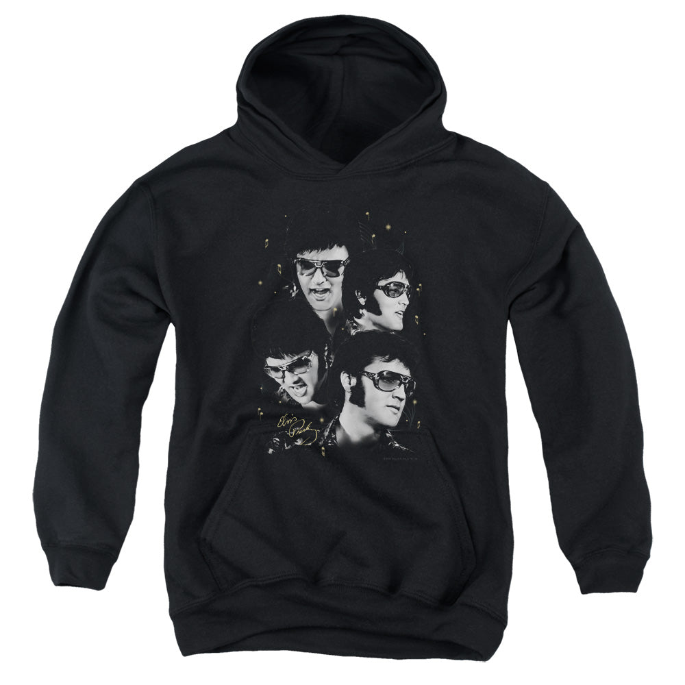 Elvis Presley Faces Kids Youth Hoodie Black