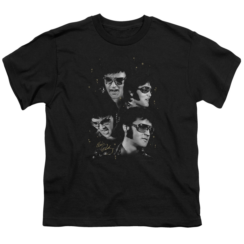 Elvis Presley Faces Kids Youth T Shirt Black