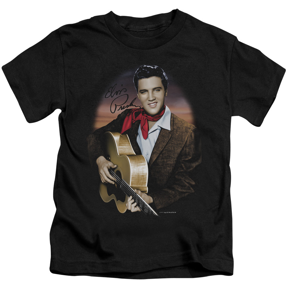 Elvis Presley Red Scarf #2 Juvenile Kids Youth T Shirt Black