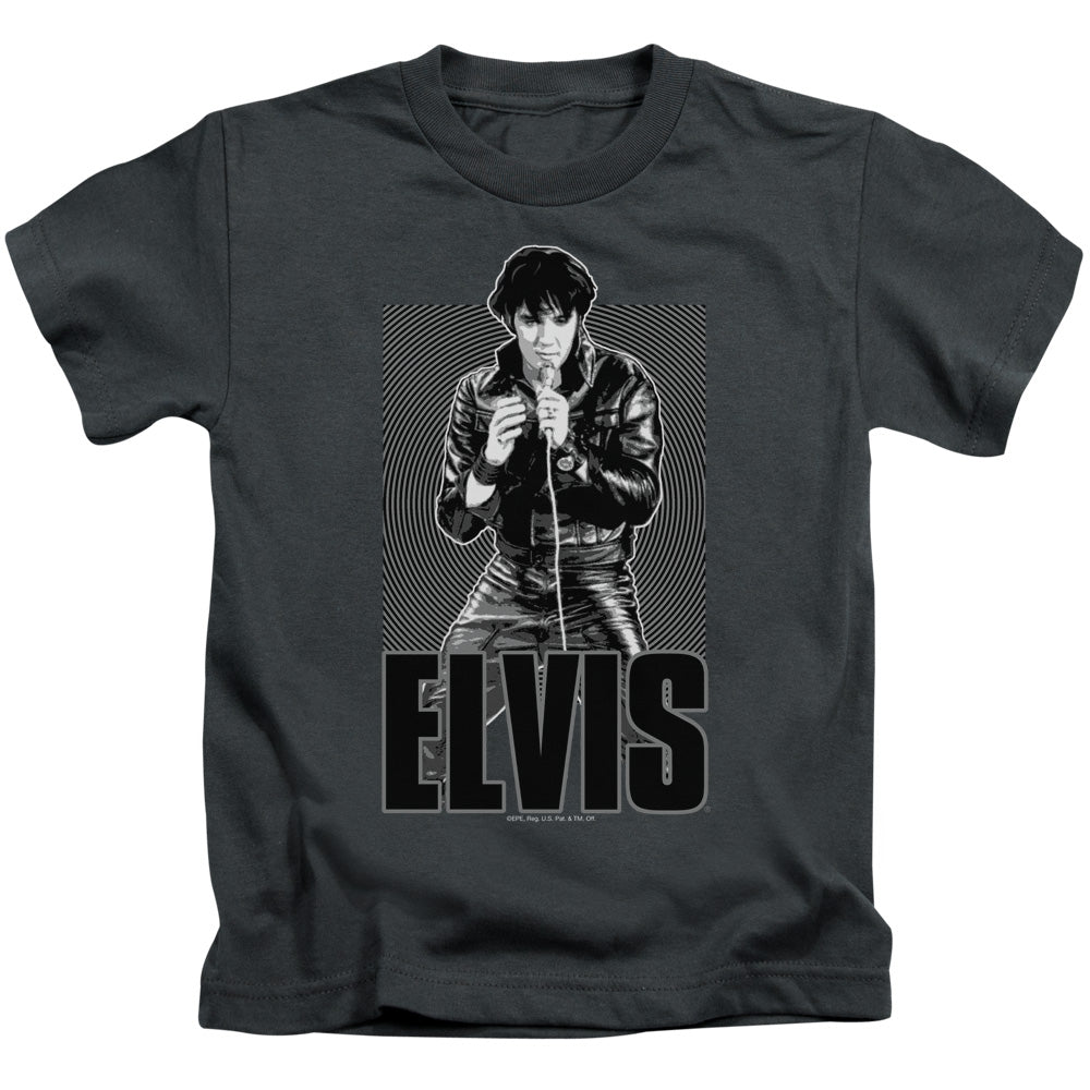Elvis Presley Leather Juvenile Kids Youth T Shirt Charcoal