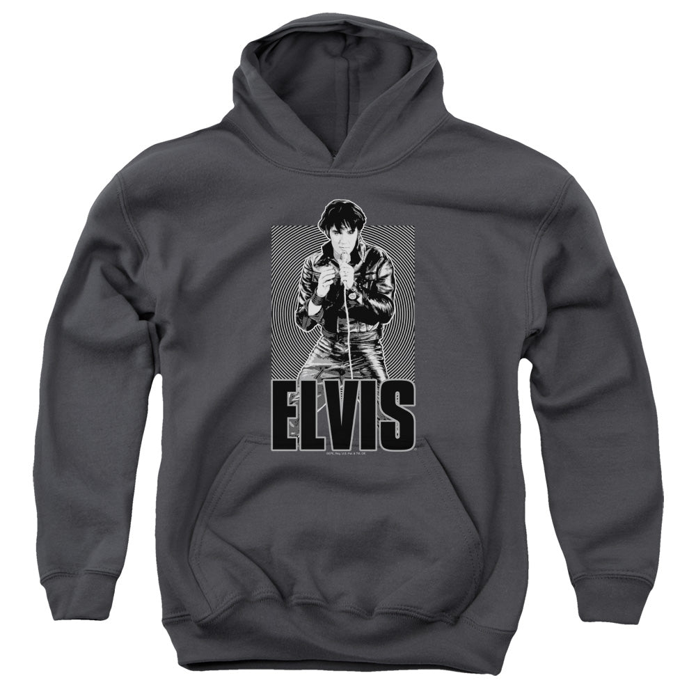 Elvis Presley Leather Kids Youth Hoodie Charcoal