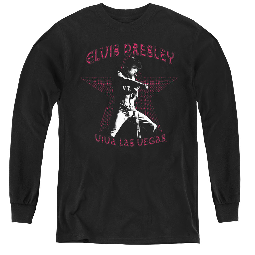 Elvis Presley Viva Las Vegas Star Long Sleeve Kids Youth T Shirt Black