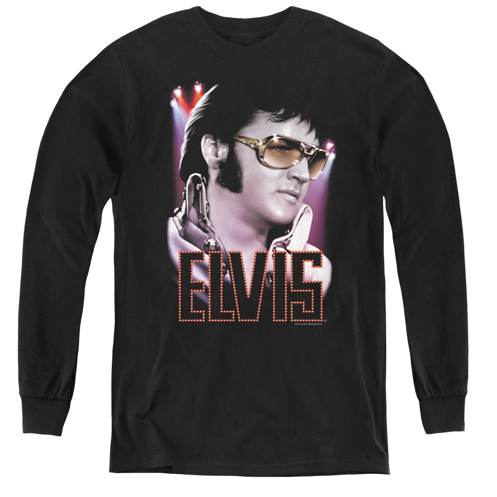 Elvis Presley 70s Star Long Sleeve Kids Youth T Shirt Black