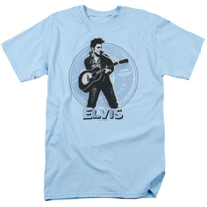Elvis Presley 45 RPM Mens T Shirt Light Blue