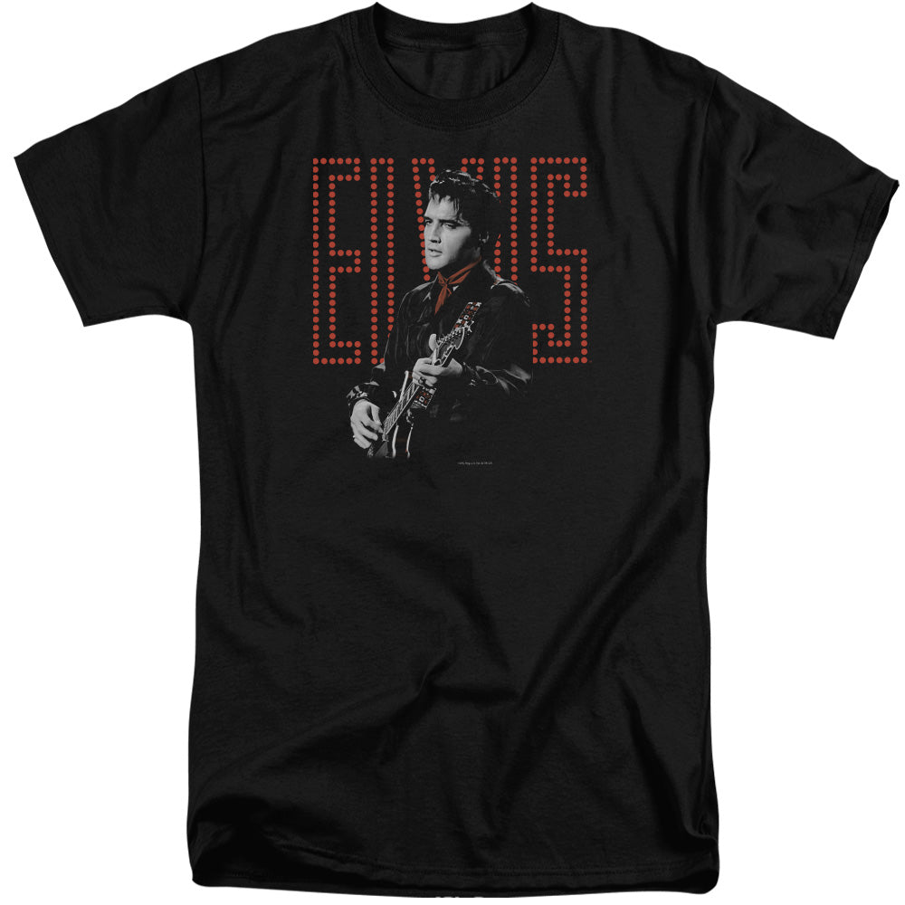 Elvis Presley Red Guitarman Mens Tall T Shirt Black