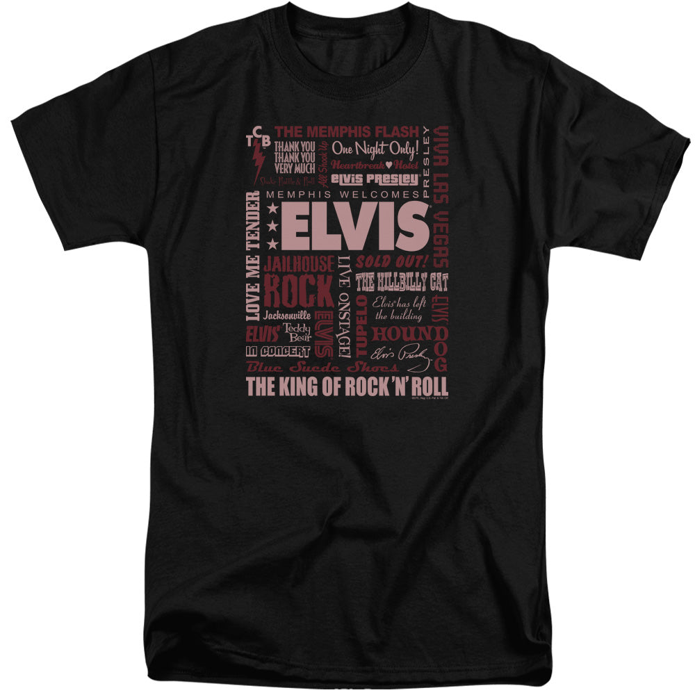 Elvis Presley Whole Lotta Type Mens Tall T Shirt Black