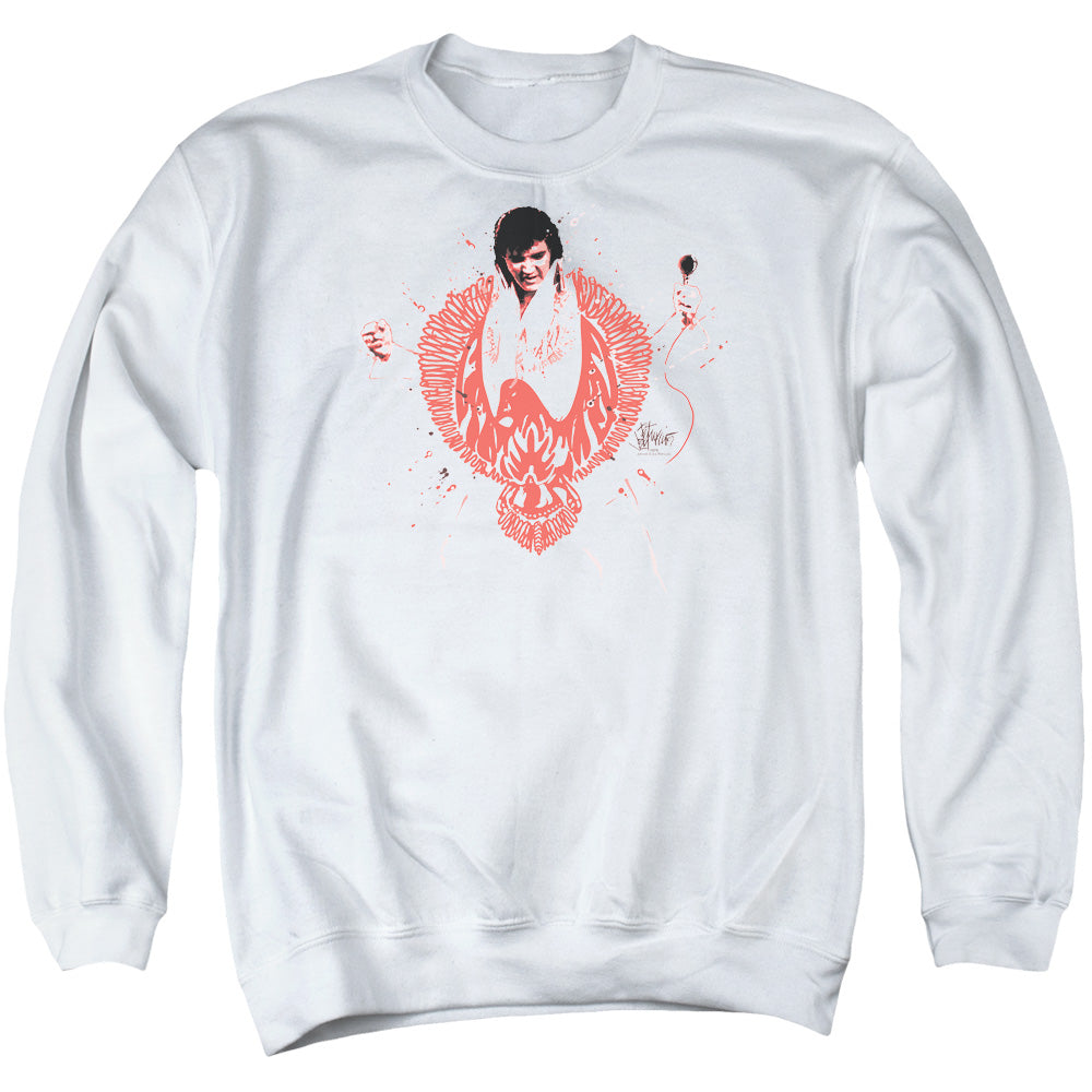 Elvis Presley Red Phoenix Mens Crewneck Sweatshirt White
